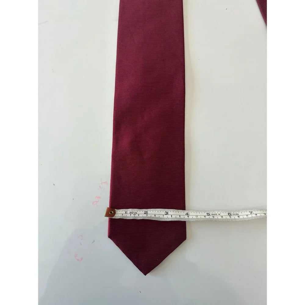 Andrew Scott Mens Tie Red‎ 100% Silk Handmade Ribbed Texure
